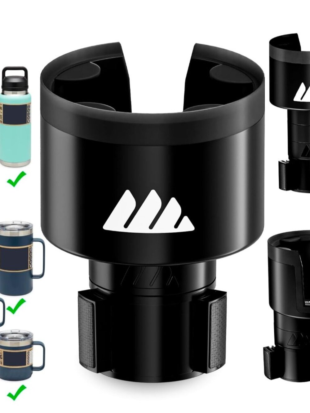 Ultimate Car Cup Holder Expander with Adjustable Base & Organizer